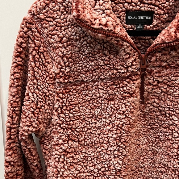 Zenana Outfitters Burgundy White Fuzzy Quarter Zip - Picture 4 of 8